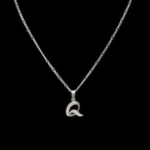 925 sterling silver alphabet letter‎ Q pendant necklace